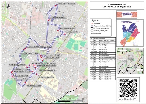 Localisation des exposants et parcours pédestre pour y accéder (depuis "Guillaume le Conquérant").